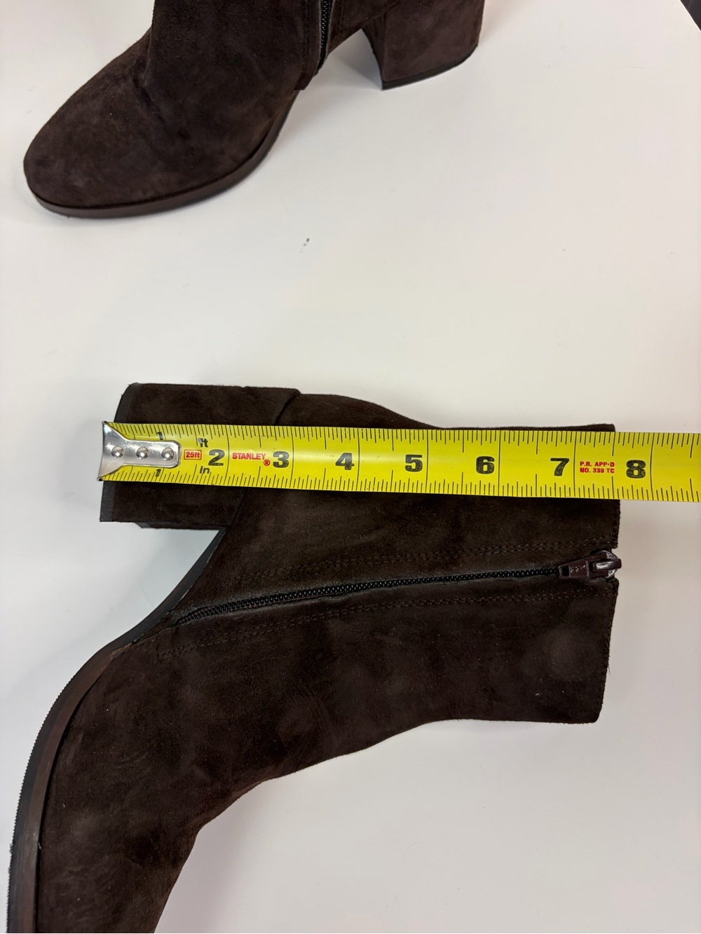 Debut Italy Brown Suede Leather Chunky Block Heel Shoes Boots Booties size 39 8 - Picture 6 of 7